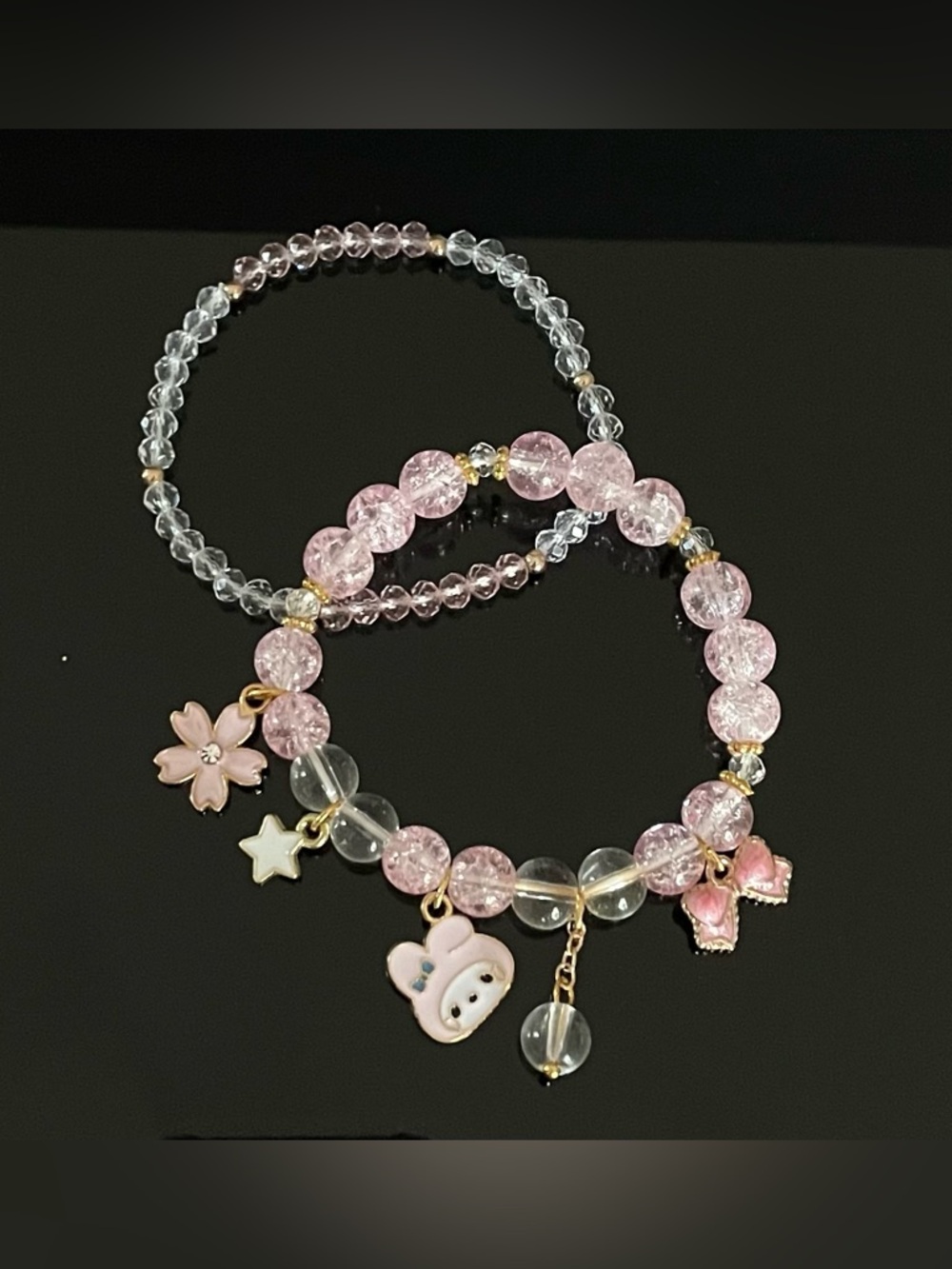 Kids Pink Charm Beaded Bracelet Set - My Melody Sanrio